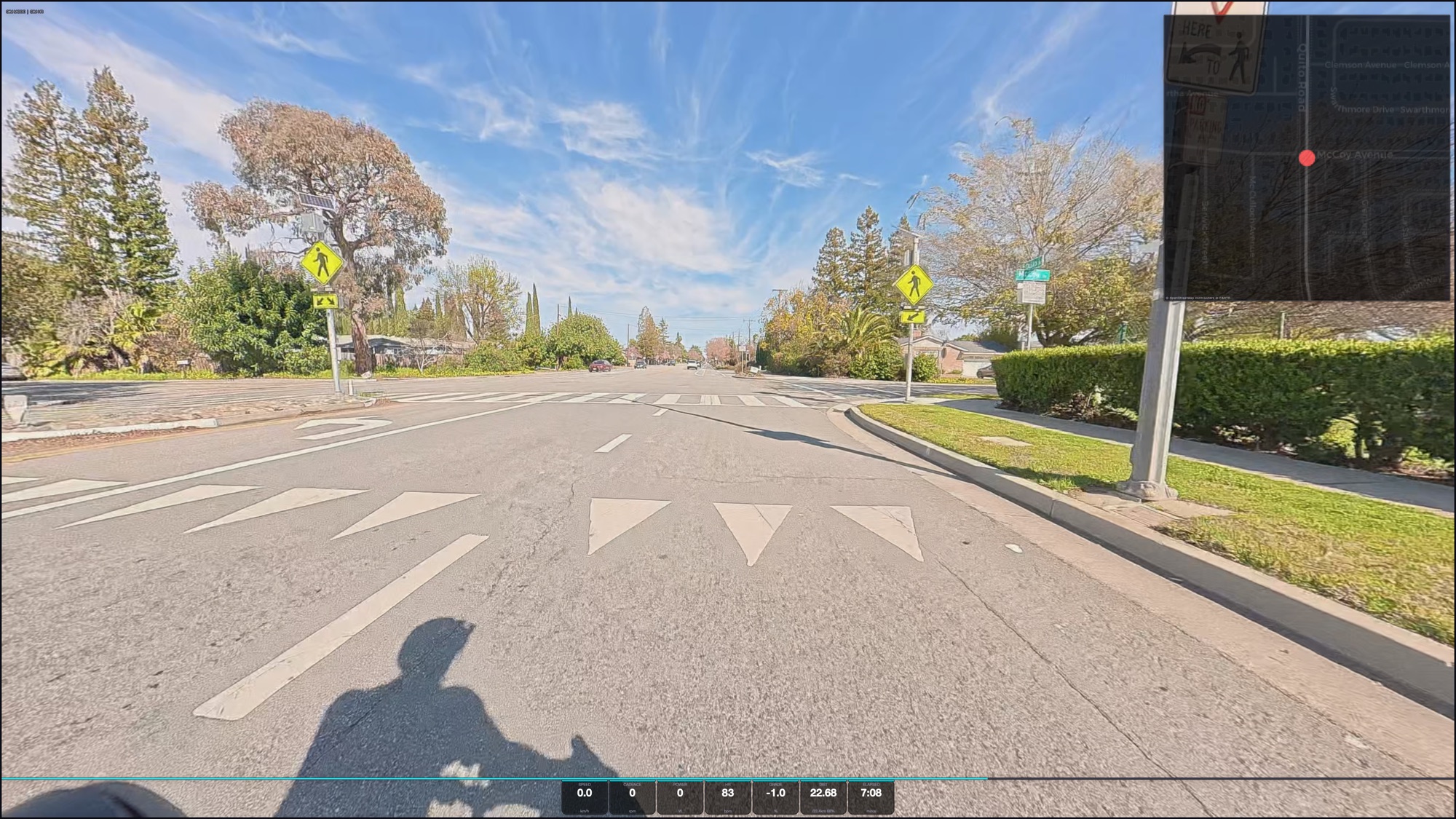 Recorded video route with HUD overlay